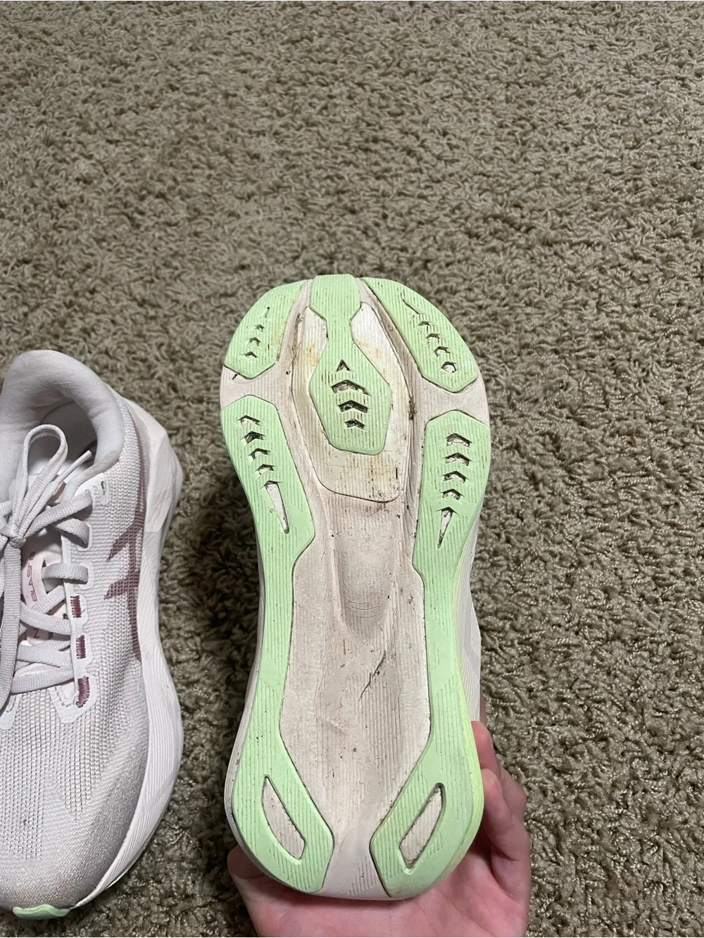 ASICS Women's Running Shoes - Light Gray with Pink and Neon Green Accents